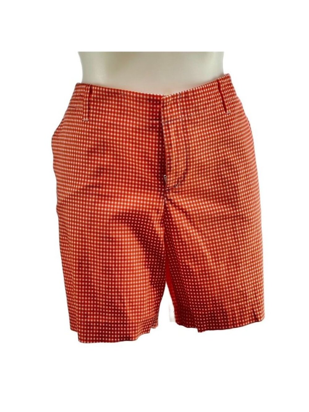 For The Republic Womens Orange Gingham Shorts Size 14 Cotton Blend Machine Wash